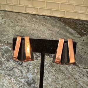 Vintage Renoir Mid Century Copper Clip On Earrings